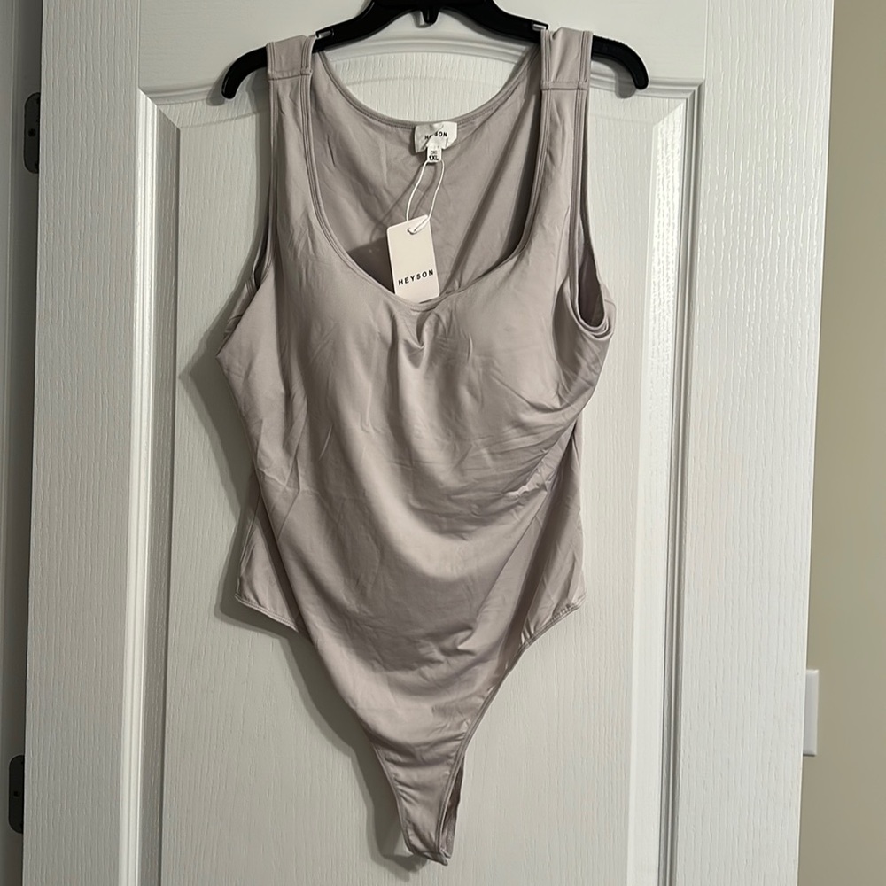 Heyson Light Gray Bodysuit with built-in bra